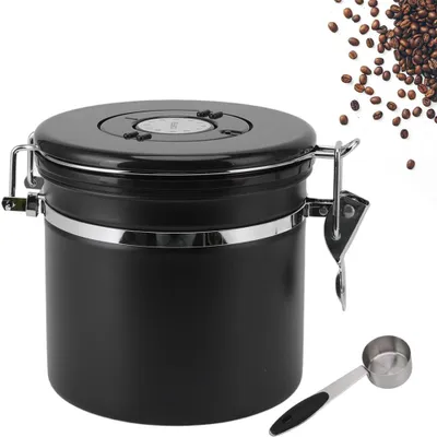 Zdjęcie produktu dla Pojemnik na kawę - pojemnik do przechowywania - 1,2L – Hermetyczny pojemnik na kawę z zaworem CO₂ - Pojemnik do przechowywania kawy, ziaren kawy, herbaty, cukru