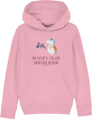 Produktbild von Mr. & Mrs. Panda Organic Kinder Hoodie Einhorn Bergsteiger 9-11 Jahre (134/146) - Baumwolle Pink - Geschenk, Kapuzenpullover, Einhörner, Pulli, Sweatshirt, Sweater, Pullover