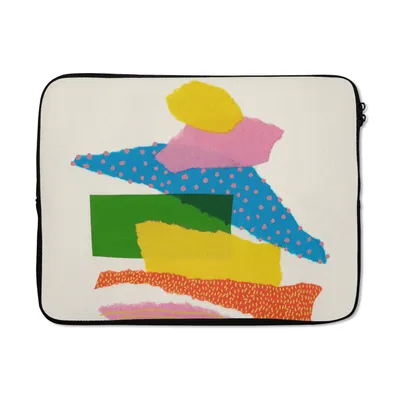 Produktbild von MuchoWow® Laptop Hülle 17 Zoll Laptoptasche Abstrakt - Kunst - Formen - Regenbogen - Zipper - Schutzabdeckung