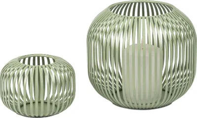 Produktbild von 2er Set Windlichter Wili Stäbe in Kugelform grün H. 10 + 18cm Metall Formano F25