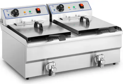 Produktbild von Royal Catering Elektrická dvojitá fritéza - 2 x 16 l - 13 000 W - 400 V - Vypouštěcí kohout -