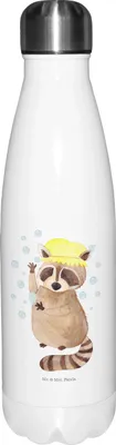 Produktbild von Mr. & Mrs. Panda Thermosflasche Waschbär - Weiß - Geschenk, Plan, Lustige Sprüche, Fröhlich, trinkflaschen, Tagträumen, Waschen, Seifenblasen, thermosflaschen, Thermos