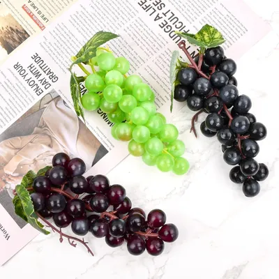 Obrázok produktu pre Sada 3 umelých hrozien, plastové hrozno, rôzne umelé hrozno, dekoratívne umelé hrozno