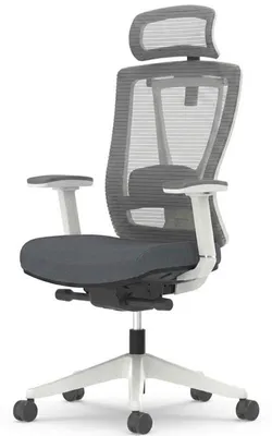 Image de Chaise de bureau ergonomique BS14G-EU, avec dossier en résille, blanc/gris
