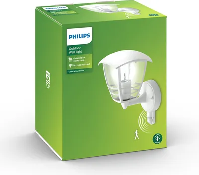 Produktbild von Philips myGarden Creek Wandleuchte, 60W, E27, ohne Leuchtmittel, Wandbeleuchtung für den Außenbereich, Weiß, Metall, IP44, Garten, Terrasse, I