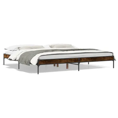 Obrázek produktu pro Rám postele z kouřového dubu 200x200 cm materiál na bázi dřeva a kovu