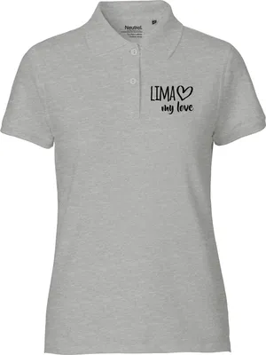 Produktbild von Huuraa Damen Polo Shirt Lima my love M Sport Grey Bio Baumwolle Fairtrade Poloshirt Geschenkidee