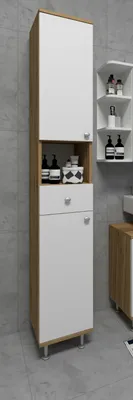 Produktbild von VCM Holz Badezimmerschrank | Badmöbel | Hochschrank | Badschrank | Maße ca. H. 185 x B. 30 x T. 31 cm - Nilosi