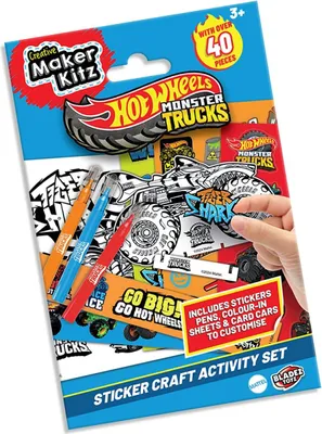 Immagine prodotto di Set di attività con adesivi Hot Wheels Monster Trucks per bambini