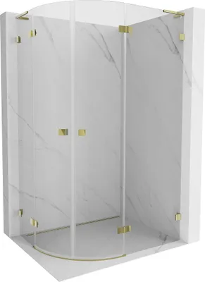 Image de Mexen Lunar L cabine de douche semi-circulaire pivotante droite 100 x 90 cm, transparent, or brossé - 833L-100P-090L-55-00