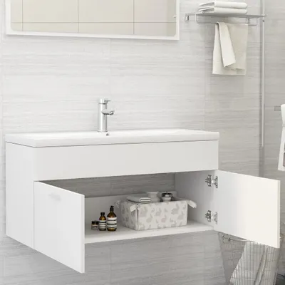 Produktbild von "SALE 2026"Badezimmerschränke - Weiß Waschbeckenunterschrank Weiß 100x38,5x46cm Holzwerkstoff Stabli Möbel9445769