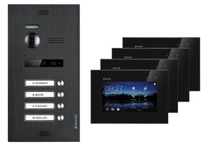 Produktbild von Videosprechanlage BALTER EVO 2-Draht BUS für 4-Familienhaus Schwarz-Schwarz
