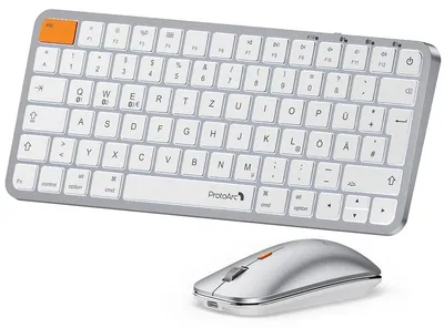 Imagen del producto de Teclado y ratón Bluetooth compactos e inalámbricos para Mac, compatibles con múltiples dispositivos