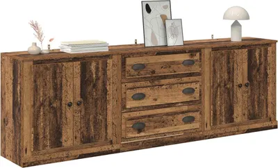 Produktbild von vidaXL Sideboards 3 pcs Altholz 210 x 35,5 x 67,5 cm Holzwerkstoff
