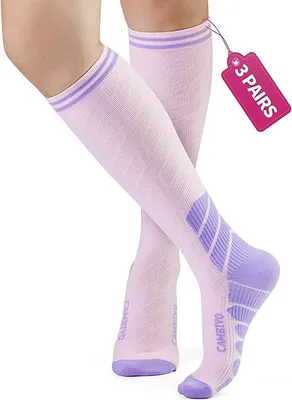 Immagine prodotto di CAMBIVO Calze Compressione Graduata Donna Uomo 3 Paia, Calze a Compressione Graduata 20-30mmHg, Calze Antitrombo Elastiche a Compressione, Gambaletti Calzini per Sportive, Vene Varicose, Aereo, Corsa