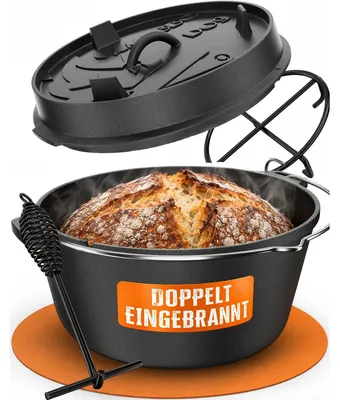 Immagine prodotto di Pentola olandese in ghisa - 9 litri - Senza piedini - Per forno e griglia