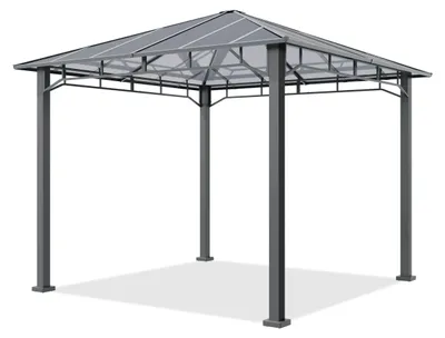 Immagine prodotto di TOOLPORT Gazebo giardino 3x3 m, telaio alluminio, tetto policarbonato ca. 8 mm