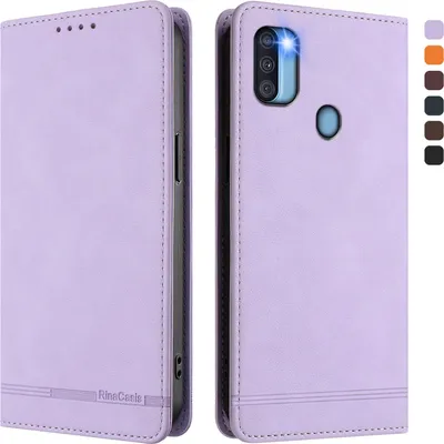 Produktbild von Hülle für Samsung Galaxy A11, Retro Kunstleder Ständer Klapphülle mit Kartenfächer und Magnetische Violett