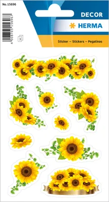 Produktbild von HERMA Sticker DECOR "Sonnenblumen" 3 Blatt à 9 Sticker