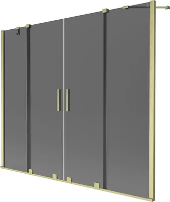 Produktbild von Mexen Velar Duo Badewannen-Faltwand 2-flügelig, verschiebbar 170 x 150 cm, graphit, gebürstetes Gold - 896-170-000-42-55