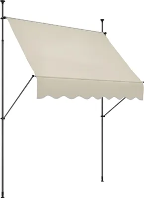 Image de Outsunny Store banne autoportant manuel auvent ršŠtractable 2L x 1,2l x 2,1-3H m inclinaison ršŠglable pour balcon sans trous š€ percer mšŠtal alu polyester sable