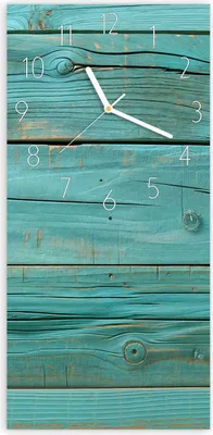 Produktbild von Wanduhr aus Glas mit Motiv Holzplanken Türkis- 30 x 60 cm - inkl. Aufhängesystem