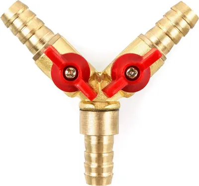 Produktbild von 3 Wege Schlauchverbinder, Splitter, Messing und Zinklegierung, 10 mm, Kugelhahn, T-Schlauchverbinder für Tischlerarmatur Luft Wasser Gas, 1 Stück