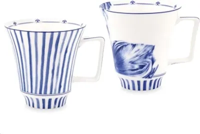 Image de Heinen Delfts Blauw - Tasse « Tulipe rayée » (grande, lot de 2)