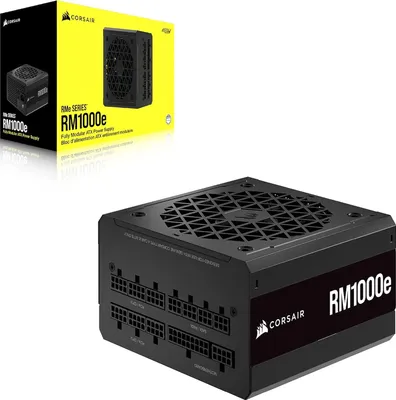 Zdjęcie produktu dla Corsair RM1000e, 1000 W, 100 - 240 V, 47 - 63 Hz, 12 - 6 A, 150 W, 1000 W