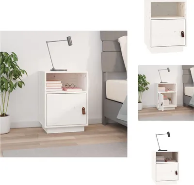 Produktbild von vidaXL Nachttisch Weiß 40x34x55 cm Massivholz Kiefer -  Nachttische