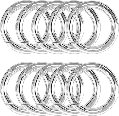 Imagen del producto de Mosquetones redondos, de 49 mm, paquete de 10 unidades, fabricados en aleación de zinc, para bolsos y llaveros