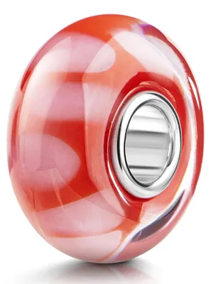 Produktbild von MATERIA by Matthias Wagner Glas Bead Anhänger rot rosa Punkte Glasperle für Beads Armband oder Kette 545