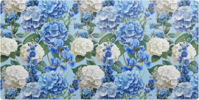 Produktbild von Blumenhortensienmuster– Schreibtischunterlage – Schreibtisch Tischunterlage – 120x60 cm – Unterlage Groß Schreibtischmatte