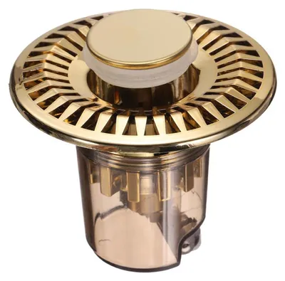 Image de Filtre de siphon pour lavabo de salle de bain, en acier inoxydable, finition dorée, diamètre 62 mm, 1 pièce