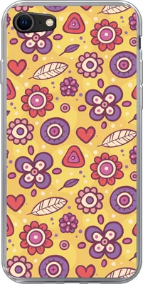 Produktbild von MuchoWow® Handyhülle Schutzhülle Hülle für Telefoonhoesje iPhone 8 Muster - Blumen - Lila - Orange Silikon Softcase Handy Hülle - Schutzhaube