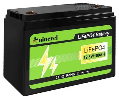 Produktbild von LiFePO4-Batterie, 100Ah Kapazität, integriertes Batteriemanagementsystem, 12V 100AH