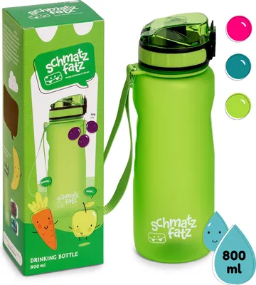 Produktbild von Schmatzfatz Trinkflasche, Sport-Trinkflasche für Erwachsene, Trinkflasche BPA Frei & Kühlend, Auslaufsichere Trinkflasche für Damen & Herren, Sport Flasche Grün, Trinkflaschen für Fitness & Gym