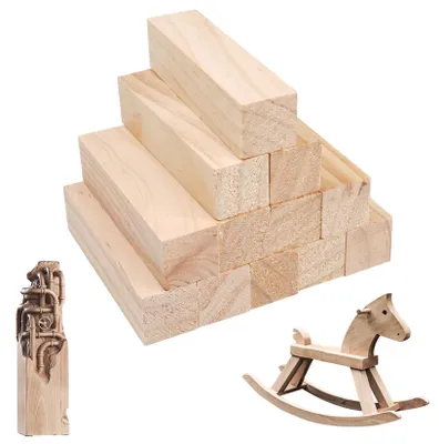 12 Holzblöcke zum Schnitzen, 10 x 2,5 x 2,5 cm