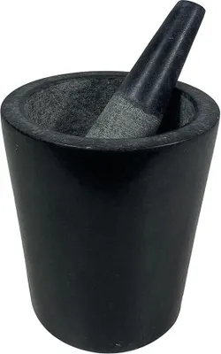 Produktbild von Mörser mit Stößel Marmor Schwarz Konisch Naturstein Steinmörser 14cm