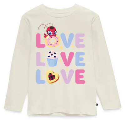 Produktbild von Spreadshirt Miraculous Love Love Love Schriftzüge Kinder Premium Langarmshirt, 122/128 (6 Jahre), Naturweiß