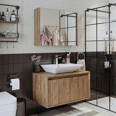 Image de Ensemble de meubles de salle de bains Roomart ATLANTIC-85, 3 pièces, largeur 85 cm, chêne