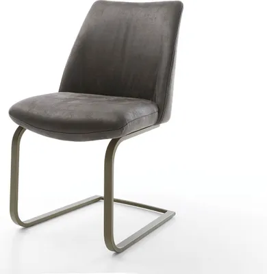 Produktbild von DELIFE Freischwinger Elso-Flex Mikrofaser Anthrazit Vintage Freischwinger flach Effektfinish Titan Taschenfederkern