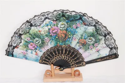 Produktbild von 020-27 Fächer-spanisch-schwarz-Blume-bunt pvc