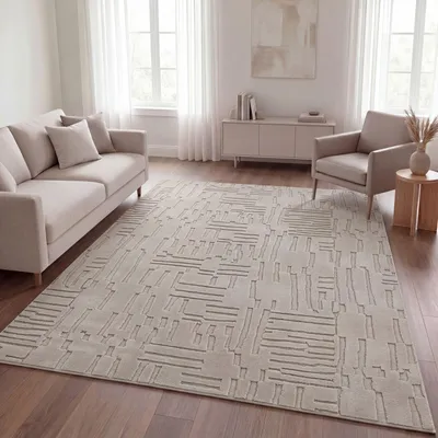 Produktbild von TT Home Wohnzimmer Teppich Schlafzimmer Hochflor Waschbar Skandinavisches Design Geometrisch Abstrakt Boho Stil Einfarbig 3D Größe 200x280 cm