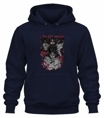 Zdjęcie produktu dla "Jujutsu Kaisen" - Sukuna, Yuji, Megumi - Bluza z kapturem, motyw anime/mangi, kolor granatowy, rozmiar L