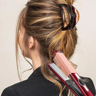 Image de FRCOLOR Outils chauffés pour lisser les cheveux Peigne lisseur Fer plastique rose