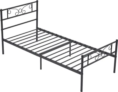 Obrázek produktu pro Kovová postel Happyment – jednolůžko – 90 x 190 cm – včetně roštu – černý kovový rám postele