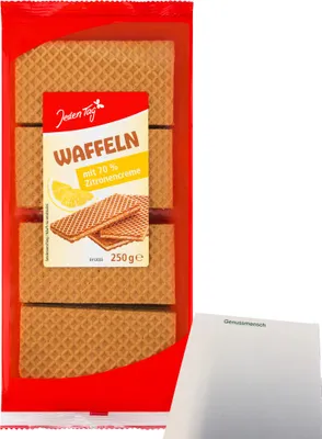 Produktbild von Jeden Tag Zitronen-Waffeln (250g Packung) + usy Block
