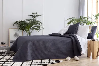 Imagen del producto de Manta de microfibra extra suave con estampado de cuadros, color gris oscuro, 230 x 260 cm
