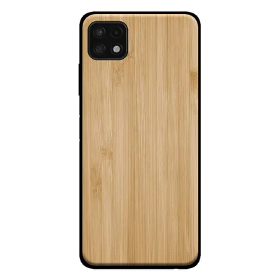 Image de Smartphonica Etui pour téléphone Samsung Galaxy A22 5G
  avec aspect bois - coque arrière en bois artificiel de bambou - Marron
